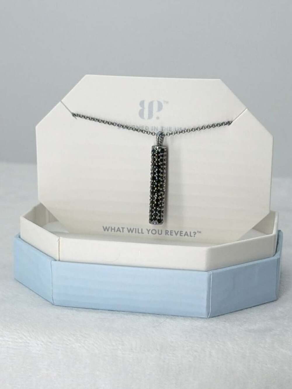 BP The Teshia Necklace Bringback Black Onyx CZ Pave Cylinder Hematite